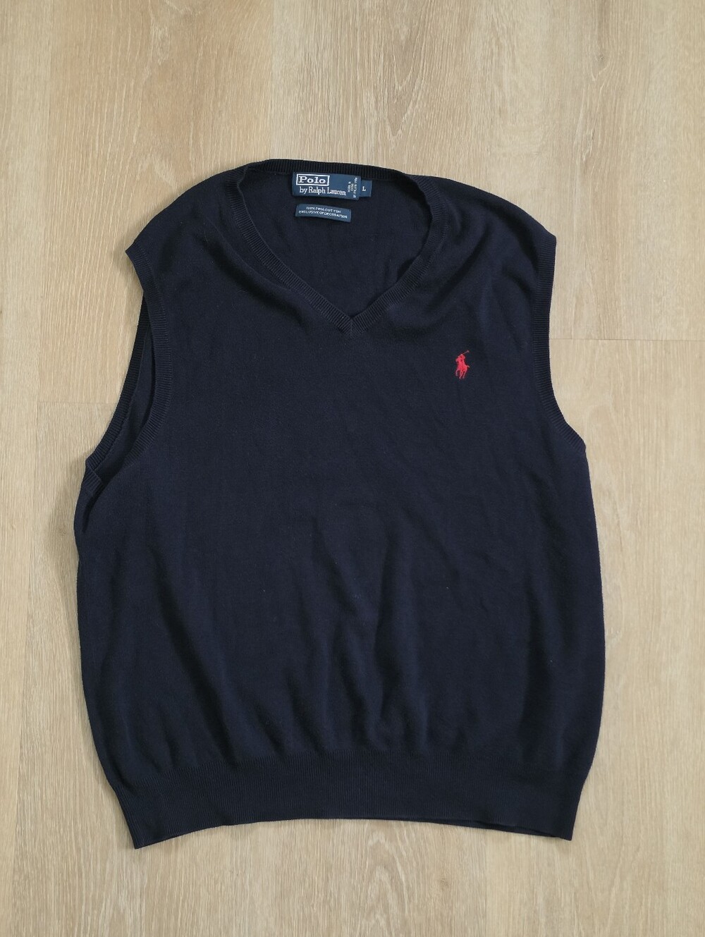 Polo Ralph Lauren Sweater Vest Mens Large Navy Blue Pima Cotton V Neck